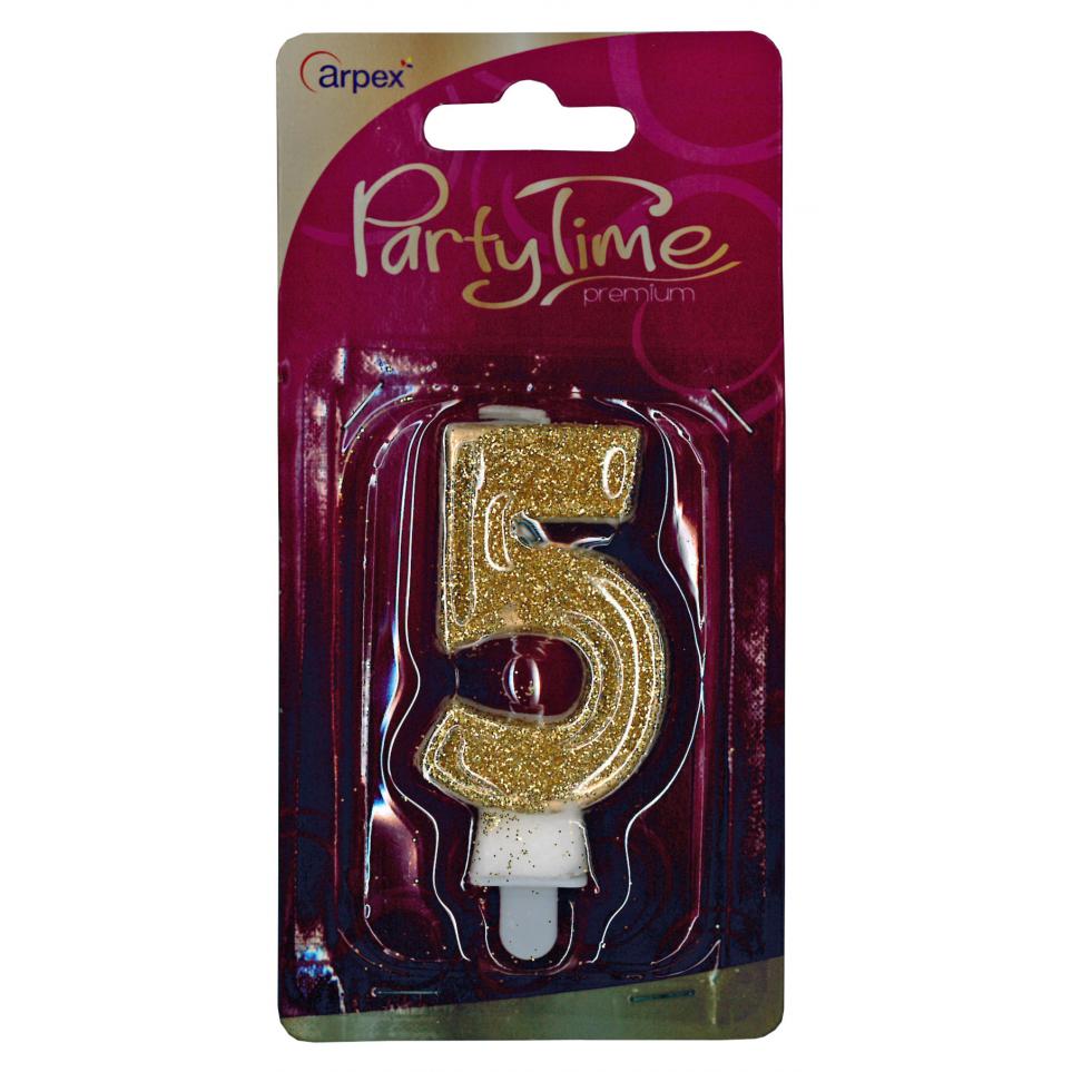 Svíčky dortové číslo "5" Premium  ARPEX