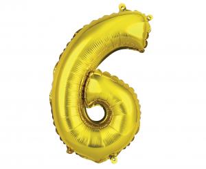 GD balónek fóliový 35cm "6" zlatá