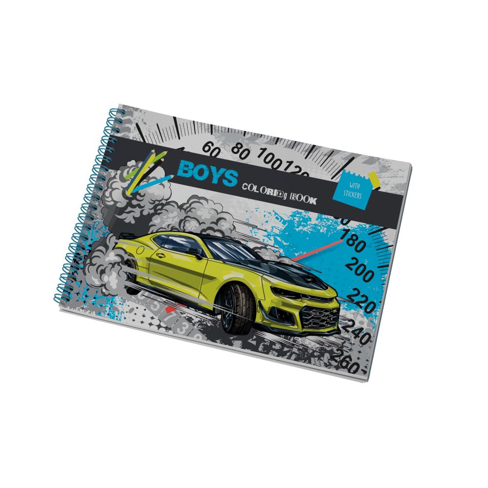 Kreativní omalovánky A4 SP 32 listů Auta se samolepkami