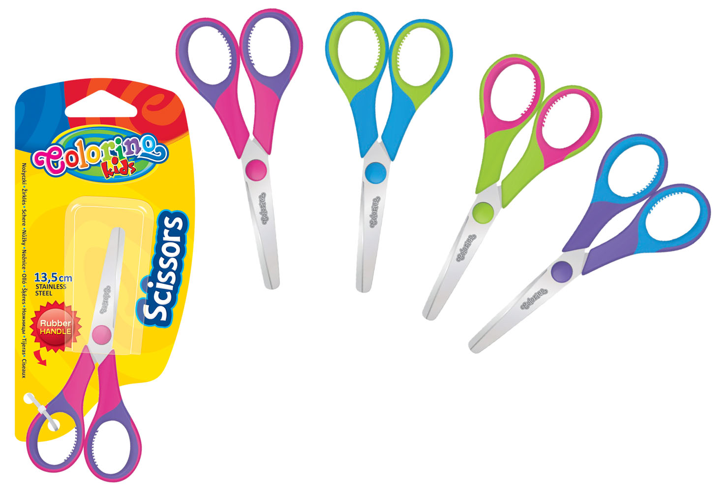 Colorino nůžky 14cm guma  blister /12/