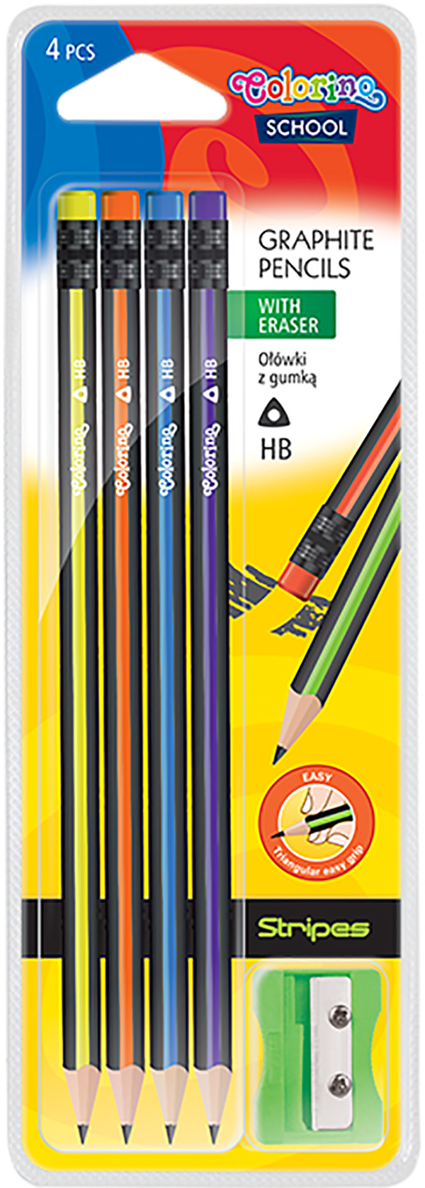 Colorino tužka s gumou Stripes 4ks blister