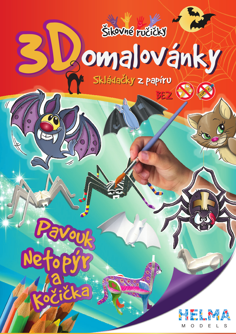 3D omalovánky OZ9 pavouk, netopýr, kočka