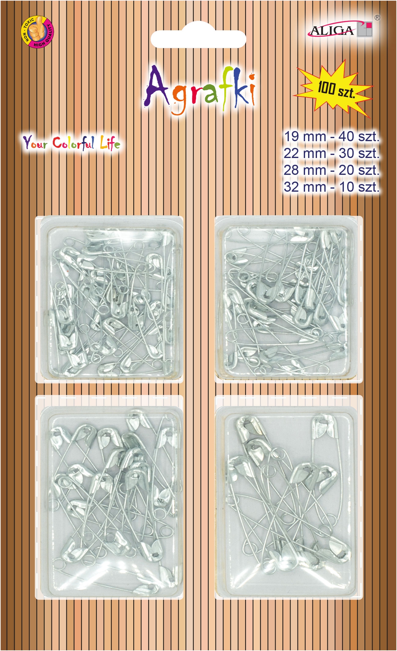 ALIGA spínací špendlík AGR-3103 100ks MIX