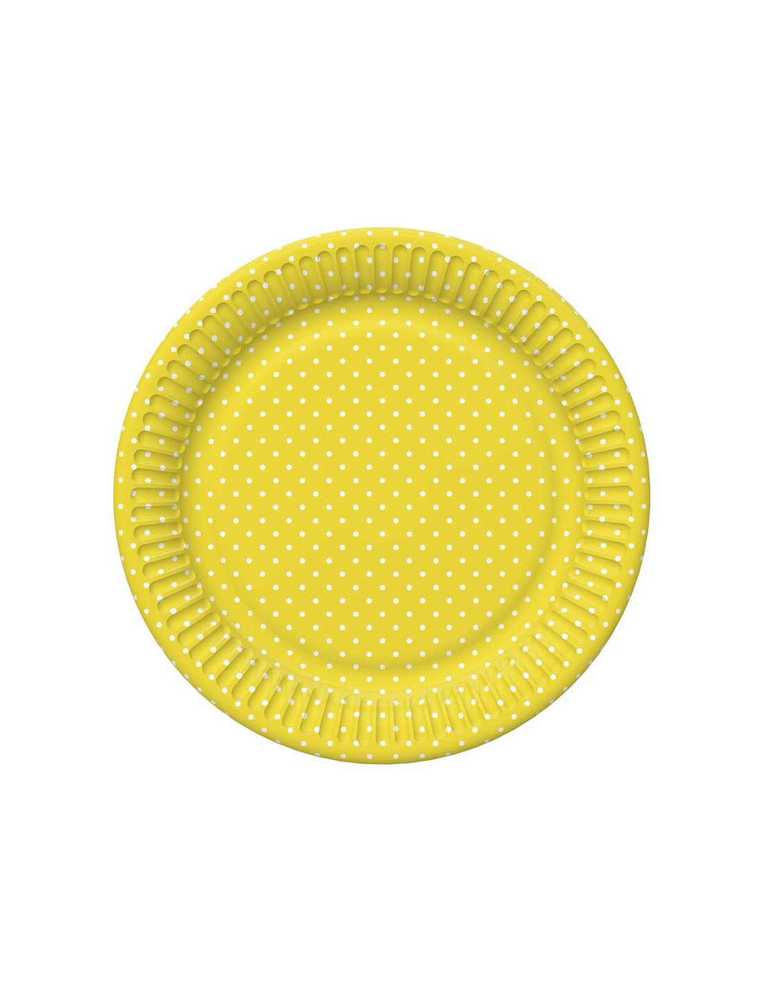 Papírový talíř velký - White Dots on Sunflower Yellow