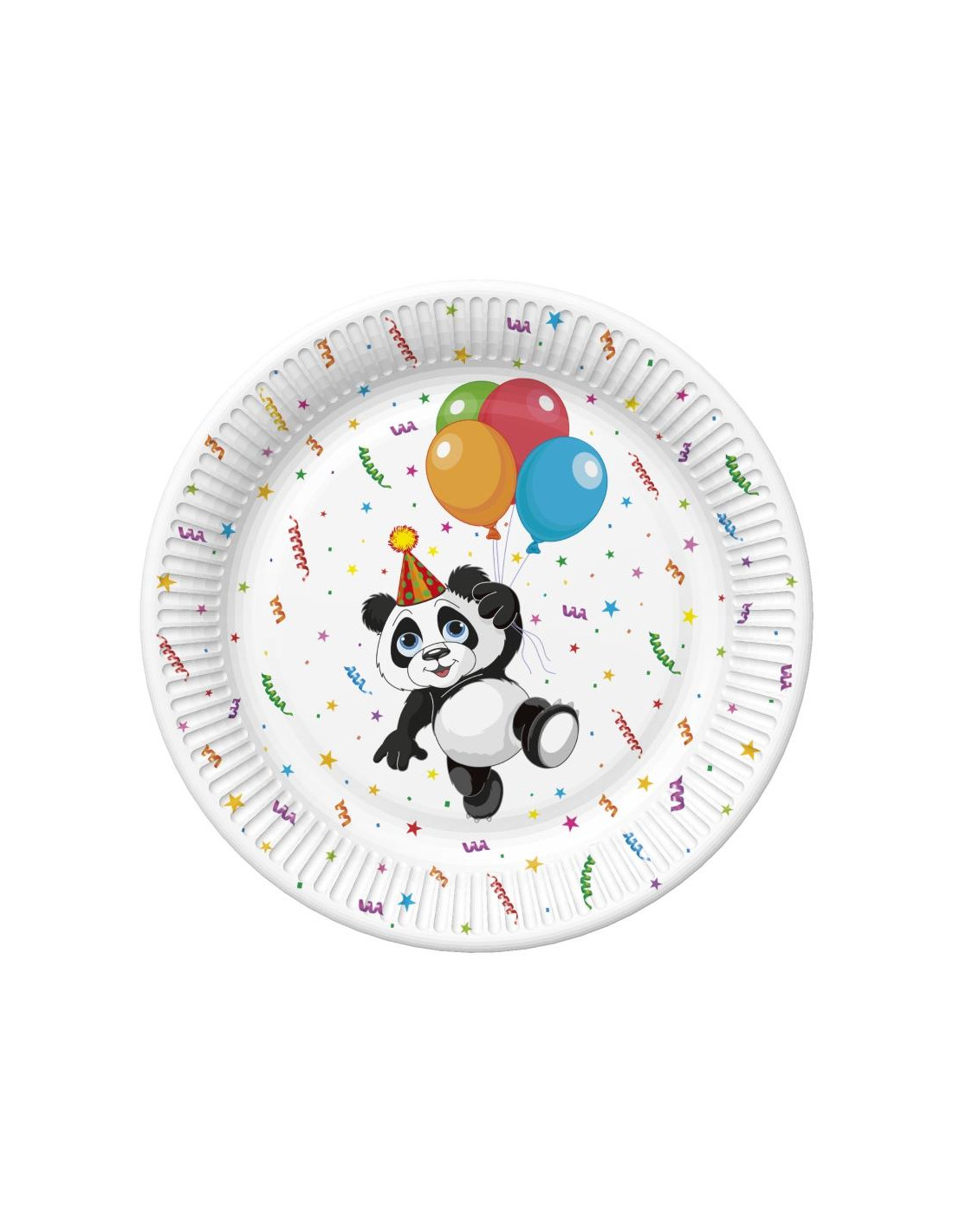 Papírový talíř velký - Funny Panda with Balloons
