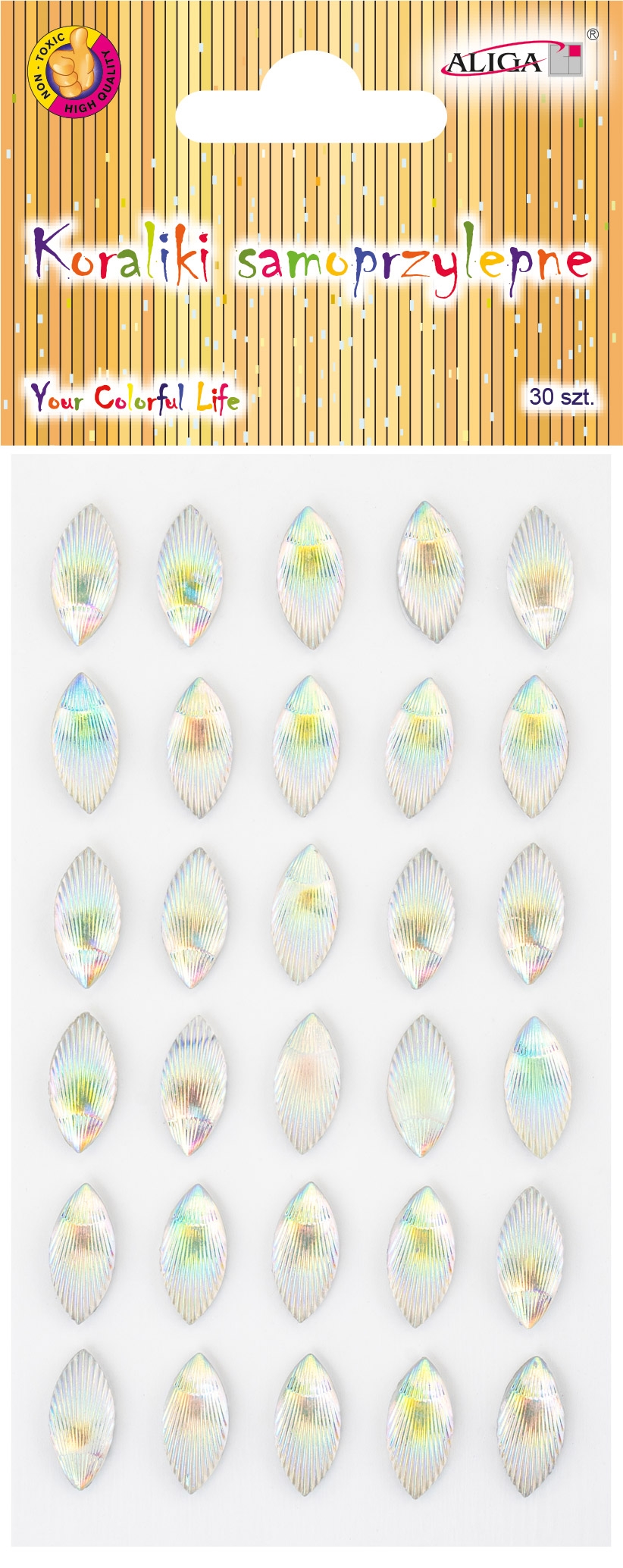 Kamínky samolepící - mušličky na blistru