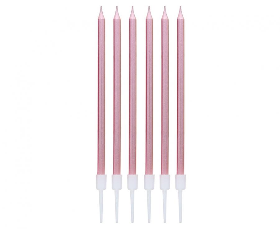 Dortové svíčky 13,5 cm 6 ks metalické rosegold