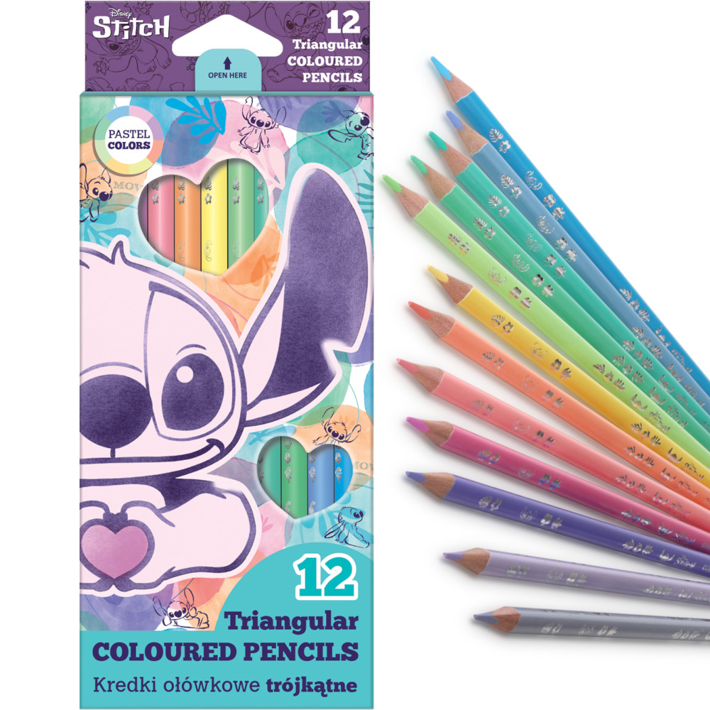Pastelky trojhranné 12ks Stitch pastel