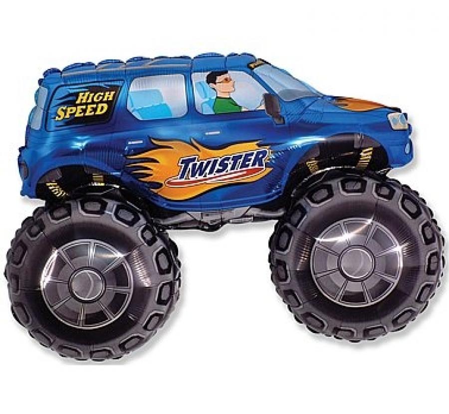 Balónek fóliový nafouknutý 14" na tyčce - Auto Twister Modré