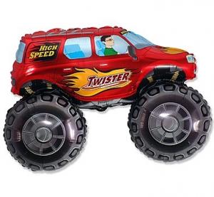 Balónek fóliový nafouknutý 14" na tyčce - Auto Twister červené