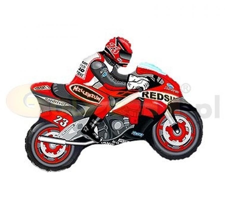 Balónek fóliový nafouknutý 14" na tyčce - Motorka červená