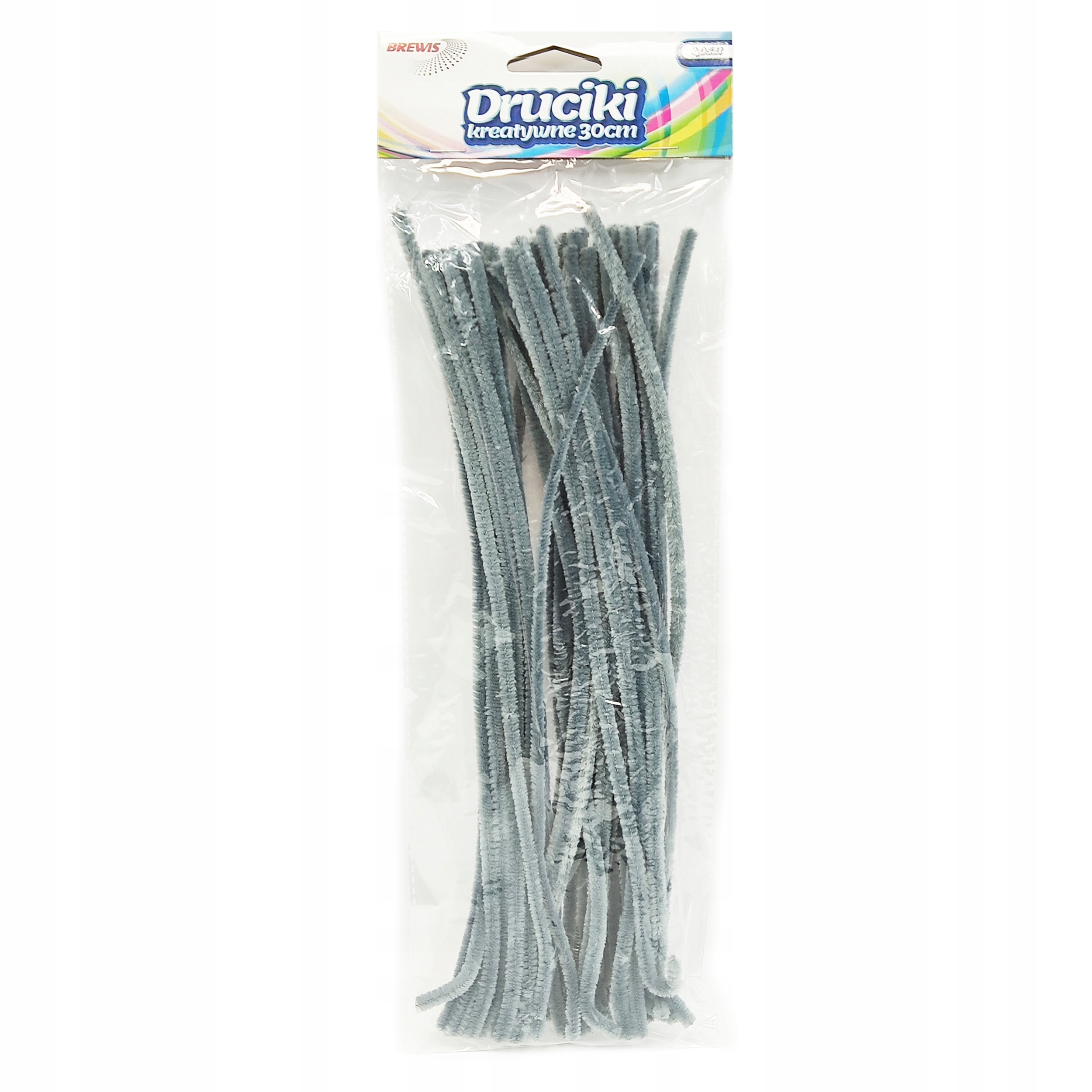 Drátek plyšový 30 cm 40 ks šedý