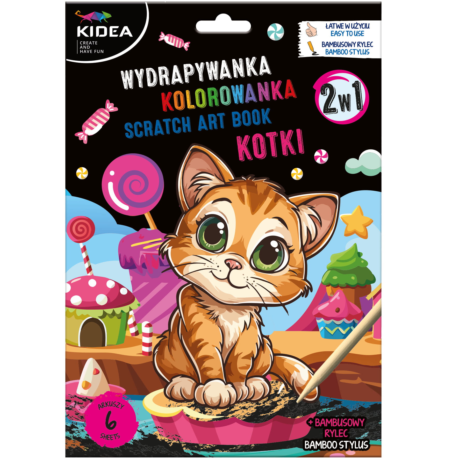 Škrábací obrázek + omalovánky Kočky