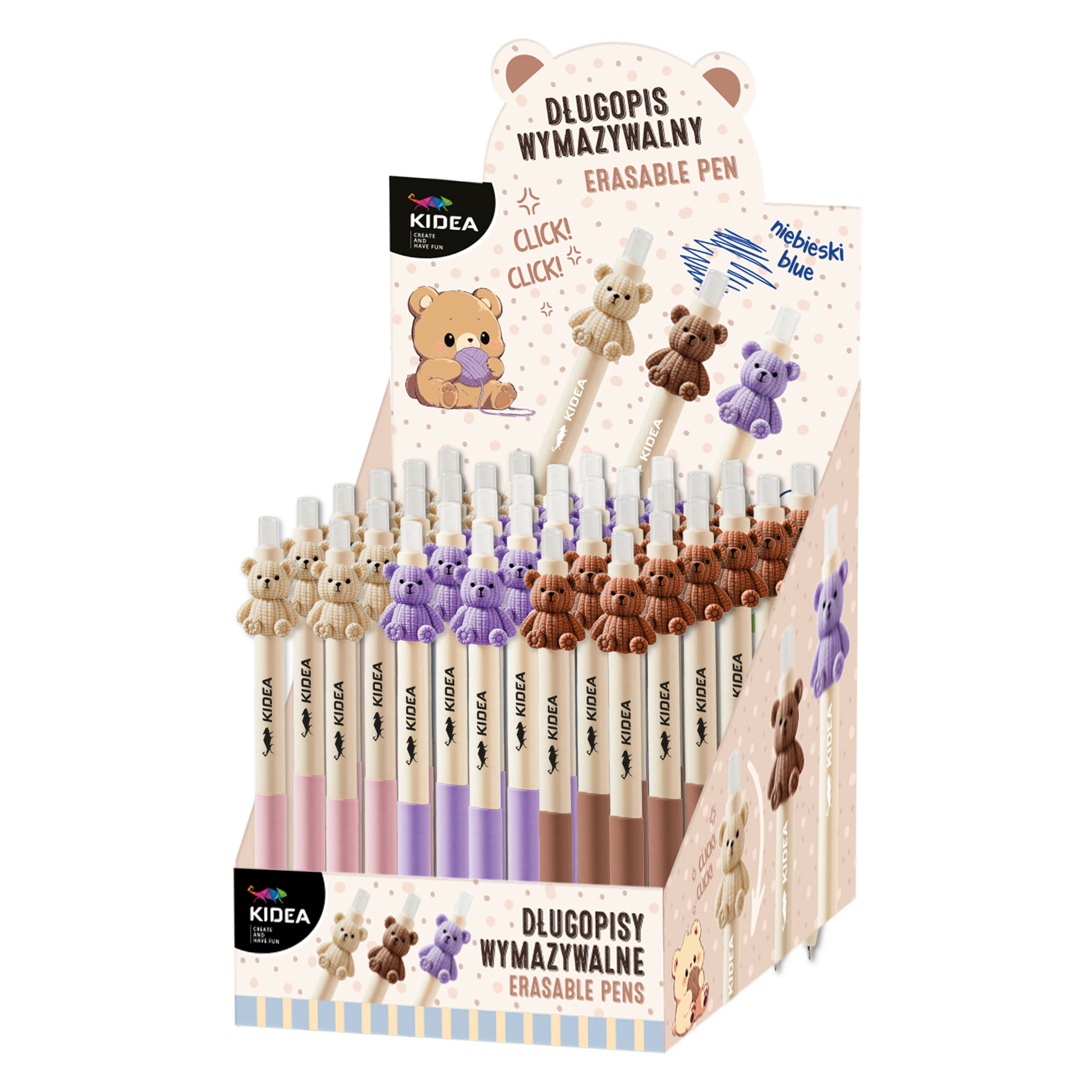 Gumovací propiska klikací - Medvídek pletený