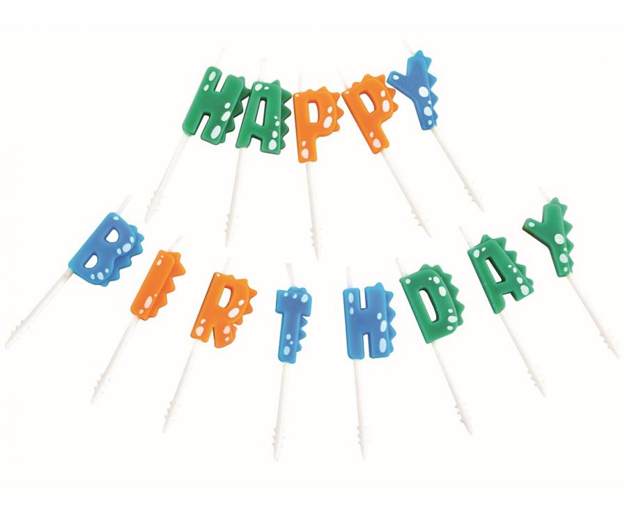 Dortové svíčky 4 ks pikery - Happy Birthday