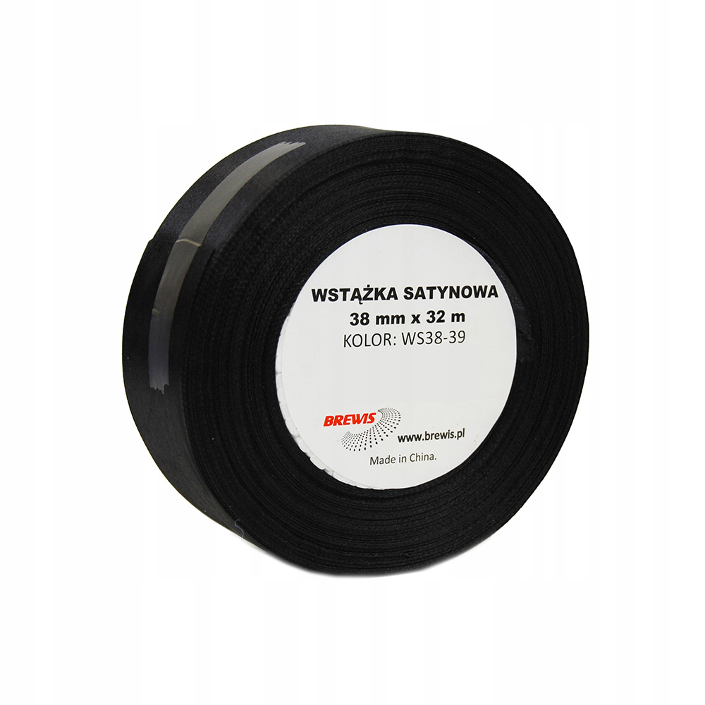 Atlasová stuha 38 mm černá - 39