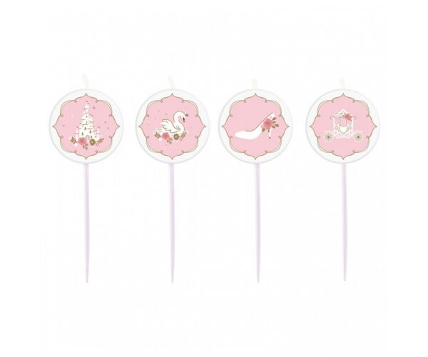Dortové svíčky 4 ks pikery - Mini Princess