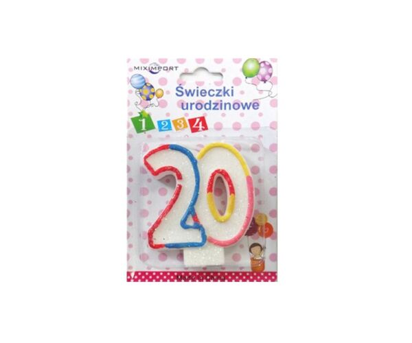 Dortová svíčka č. 20 barevná