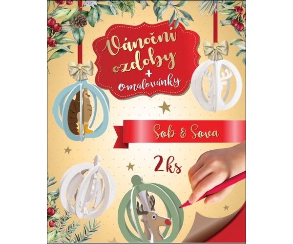 3D omalovánky OV6 Vánoční Sob + Sova