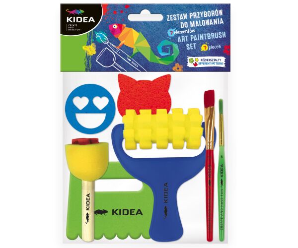 Sada štětců a houbiček na malování barvami 7 ks