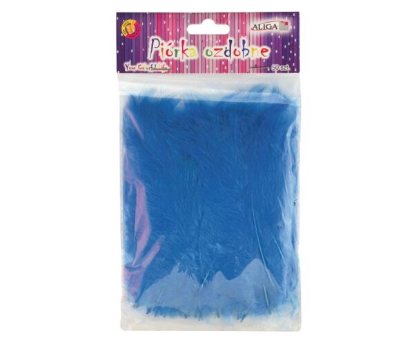 Peříčka dekorační 50 ks sv.  modrá