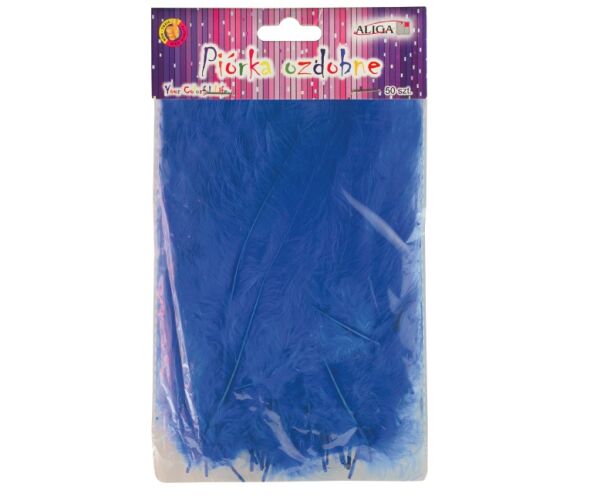 Peříčka dekorační 50 ks tm. modrá