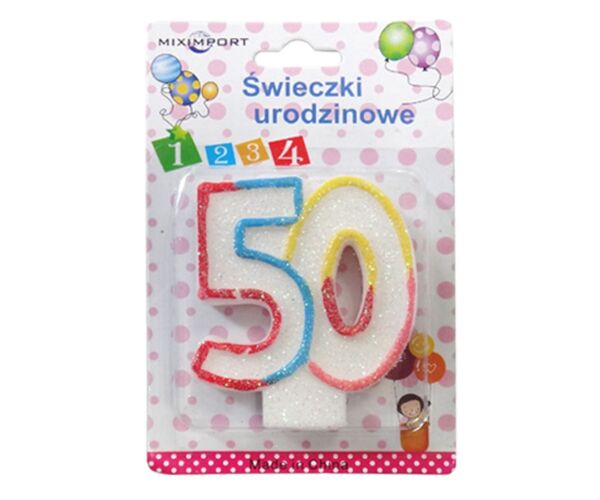 Dortová svíčka č. 50 barevná