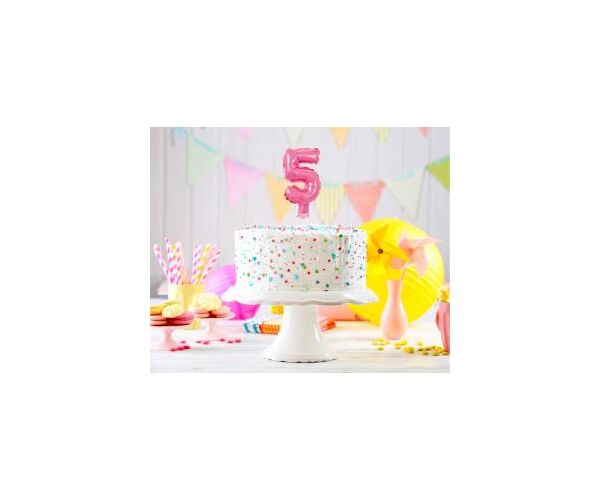Fóliový balónek do dortu č.5 růžový