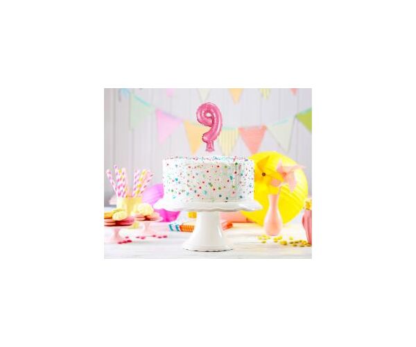 Fóliový balónek do dortu č.9 růžový