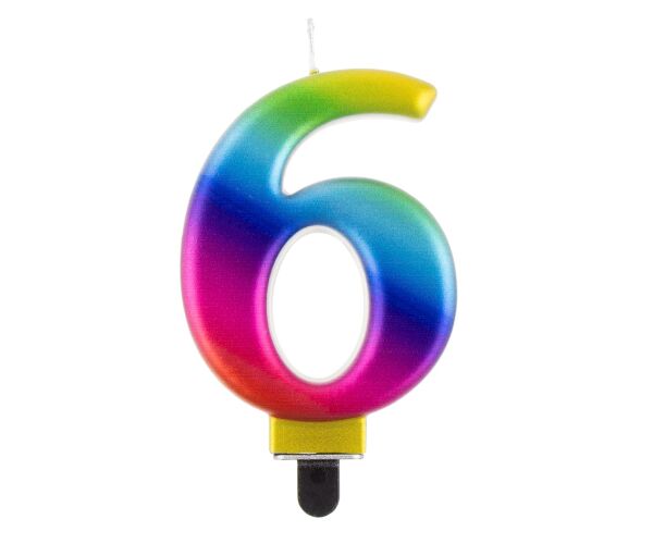 Dortová svíčka č. 6 duhová