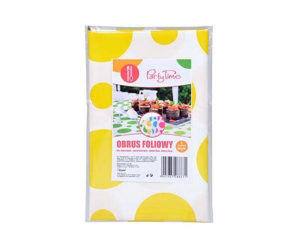 Fóliový ubrus 130 cm Žluté puntíky