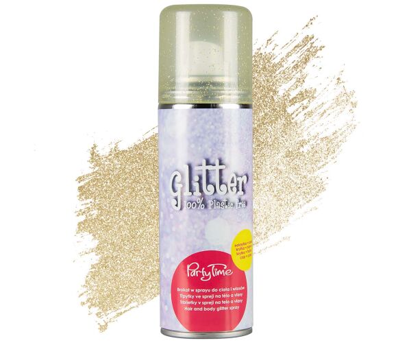 Párty spray 100 ml zlatý brokát na vlasy a tělo