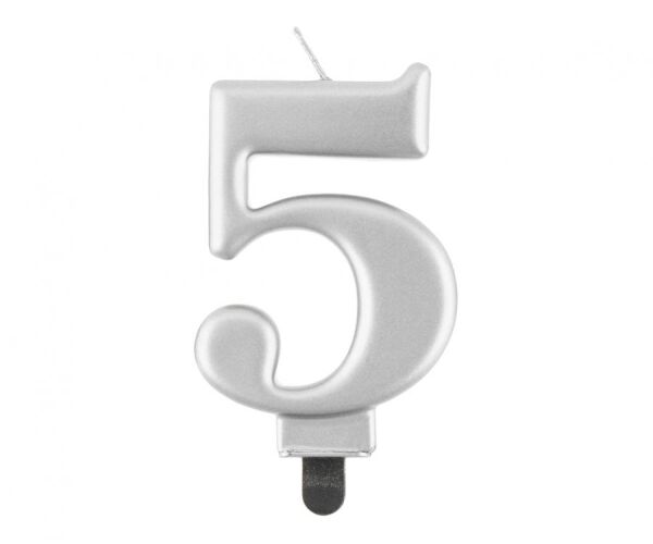 Dortová svíčka č. 5 stříbrná