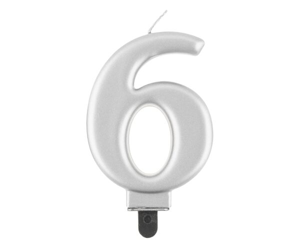Dortová svíčka č. 6 stříbrná
