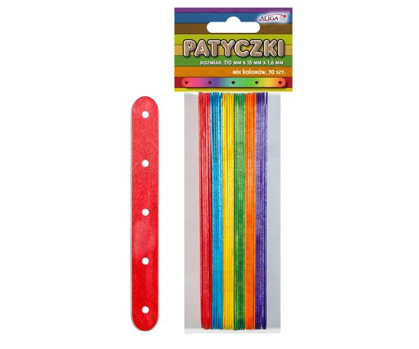 Dřívka barevné 30 ks s otvory