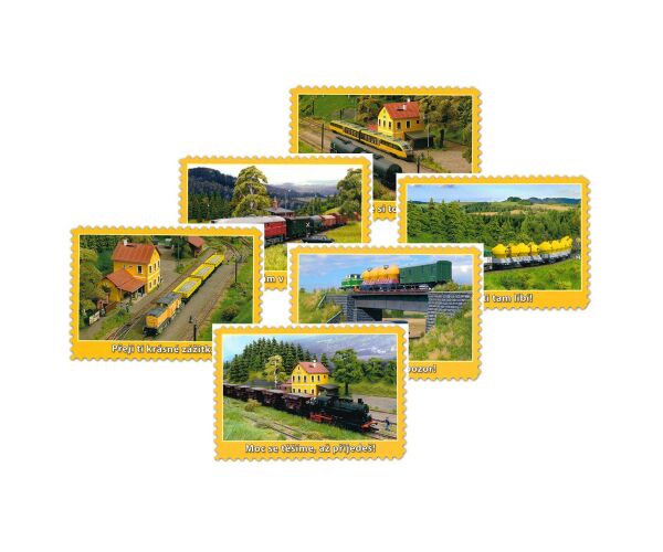 Dětská pohlednice - Mašinky