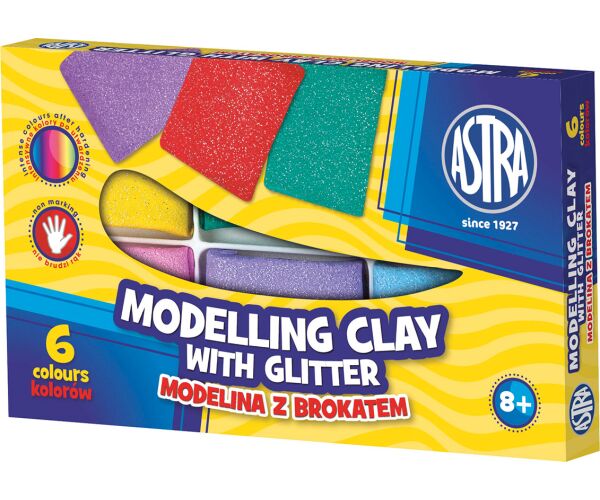 Modelovací hmota s brokátem 6 barev ASTRA