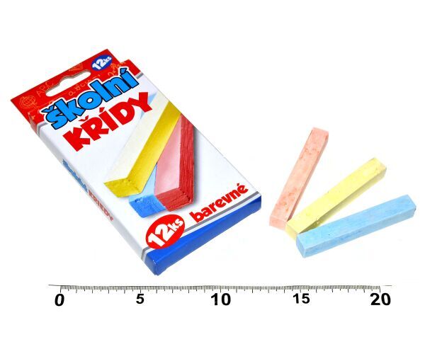 Křídy školní - barevné 12ks