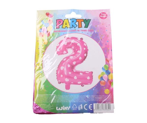 Nafukovací balónek ve tvaru čísla 2 - růžový