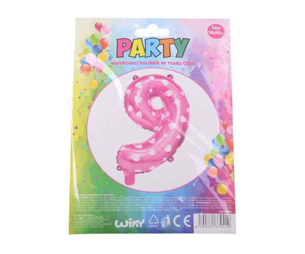 Nafukovací balónek ve tvaru čísla 9 - růžový
