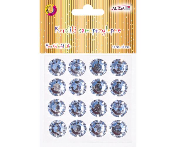 Kamínky samolepící 16 mm stříbrné