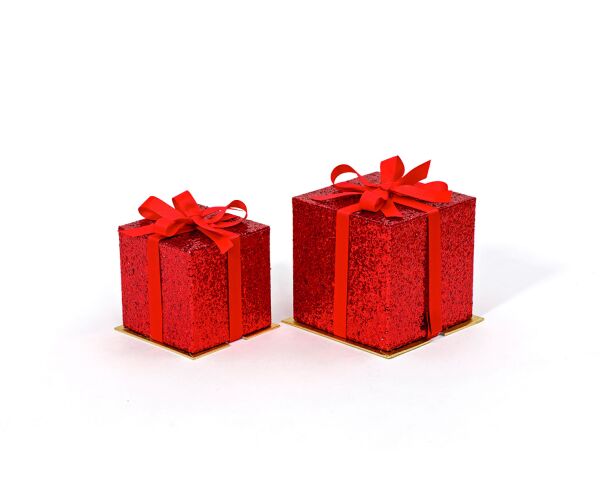 Elegantní dárkové krabičky Glitter Cube červené