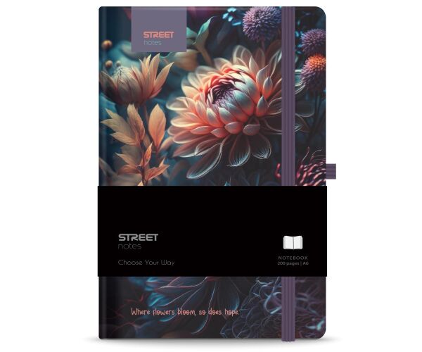 Blok  FLOWERS Blossom A6 linka s gumou