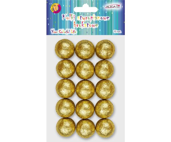 Polystyrenové kuličky se zlatým brokátem KSB-1605