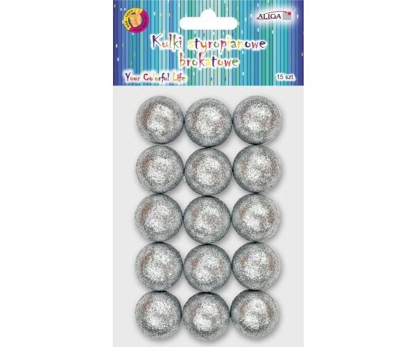 Polystyrenové kuličky se stříbrným brokátem KSB-1612