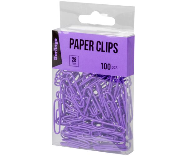 Kancelářské sponky 28 mm Berlingo - fialové