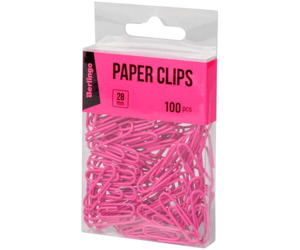 Kancelářské sponky 28 mm Berlingo - růžové