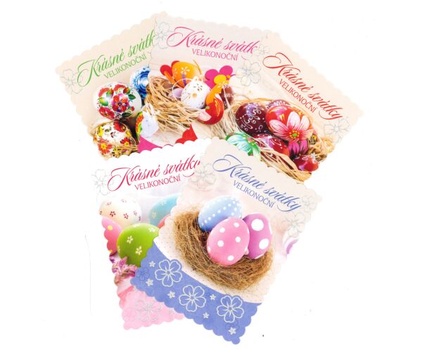 Velikonoční pohled s brokátem S-436
