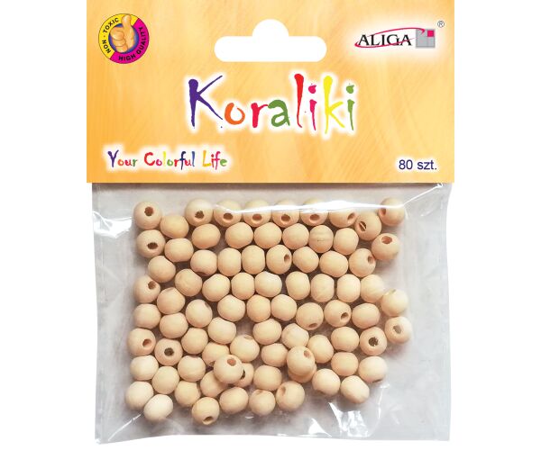 Korálky dřevěné 8 mm 80 ks