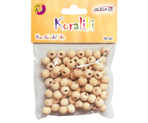 Korálky dřevěné 10 mm 80 ks